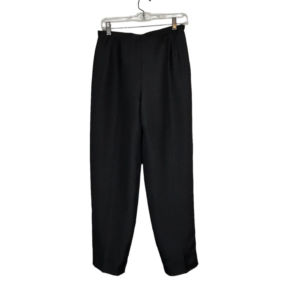 Talbots Petites Silk Blend Black Pants Side Zip Tapered Leg Fully Lined Size 8P